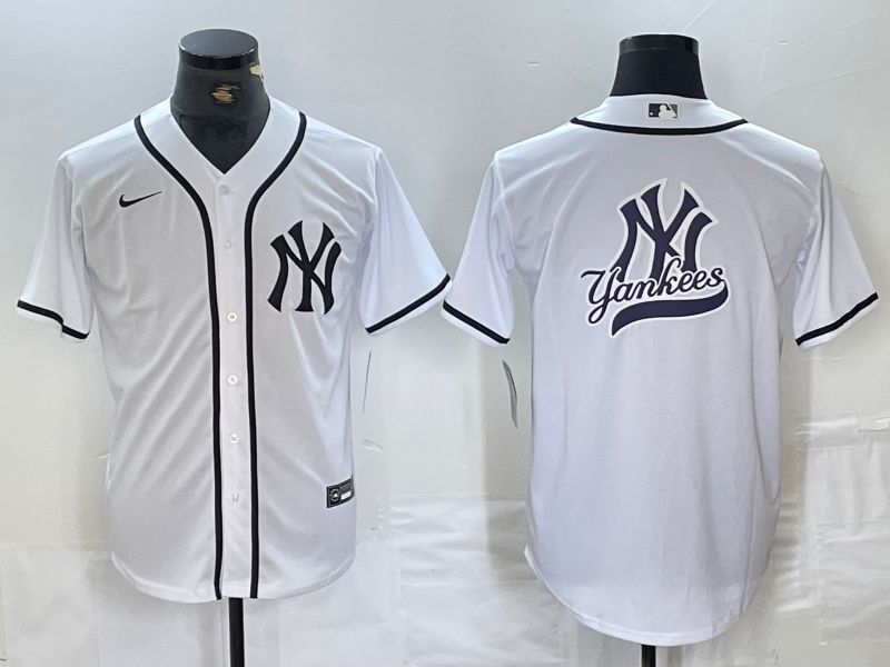 Men New York Yankees Blank White Third generation joint name Nike 2024 MLB Jersey style 13
